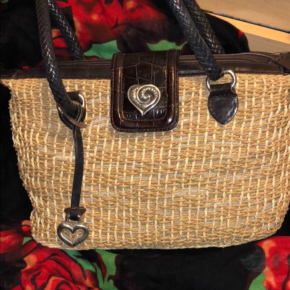 Brighton wicker satchel with letter accents